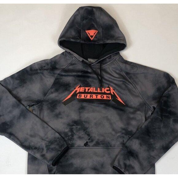 Burton Snowboard x Metallica Hoodie Tie-Dye Sweatshirt Mens Large Distressed Ski - Picture 3 of 15
